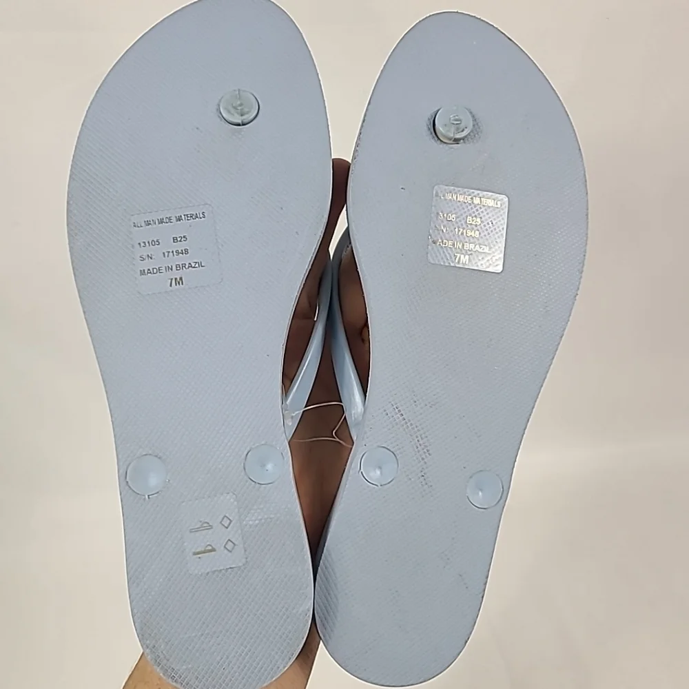 TORY BURCH CHELSEA ACROBAT BLUE FLIP FLOP SANDALS SIZE 7 (Logo Missing)